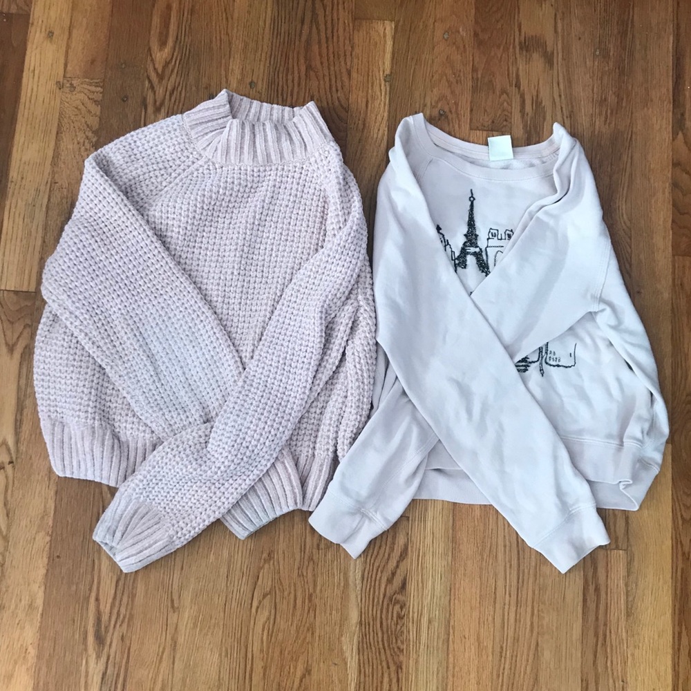 abercrombie and fitch + h&m pink sweater bundle
